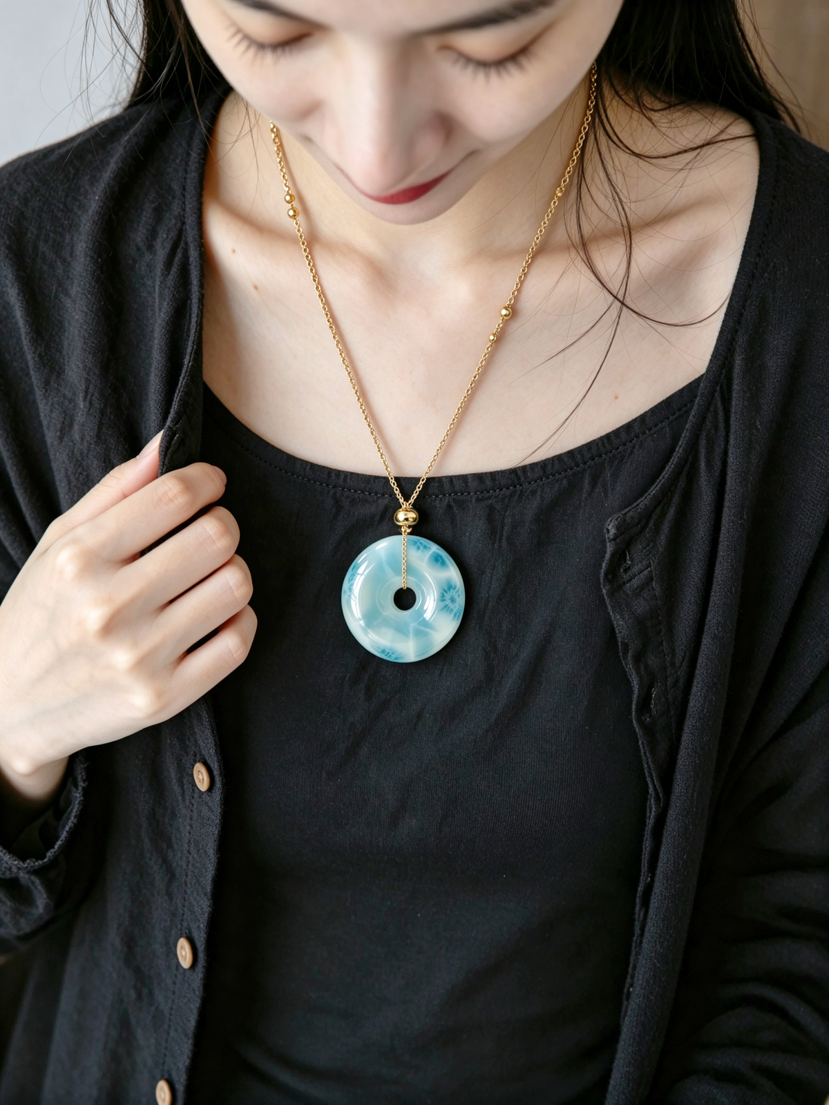Natural Larimar Donut Shaped Loose Stone from Dominican Republic High Quality Unmounted Stone