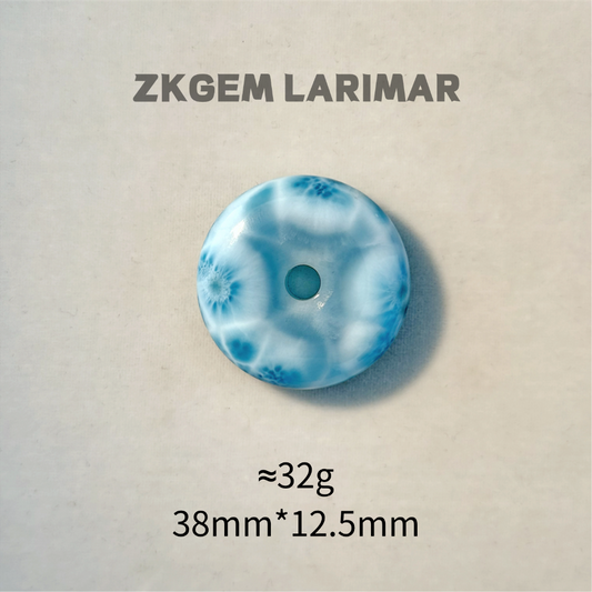 Natural Larimar Donut Shaped Loose Stone from Dominican Republic High Quality Unmounted Stone