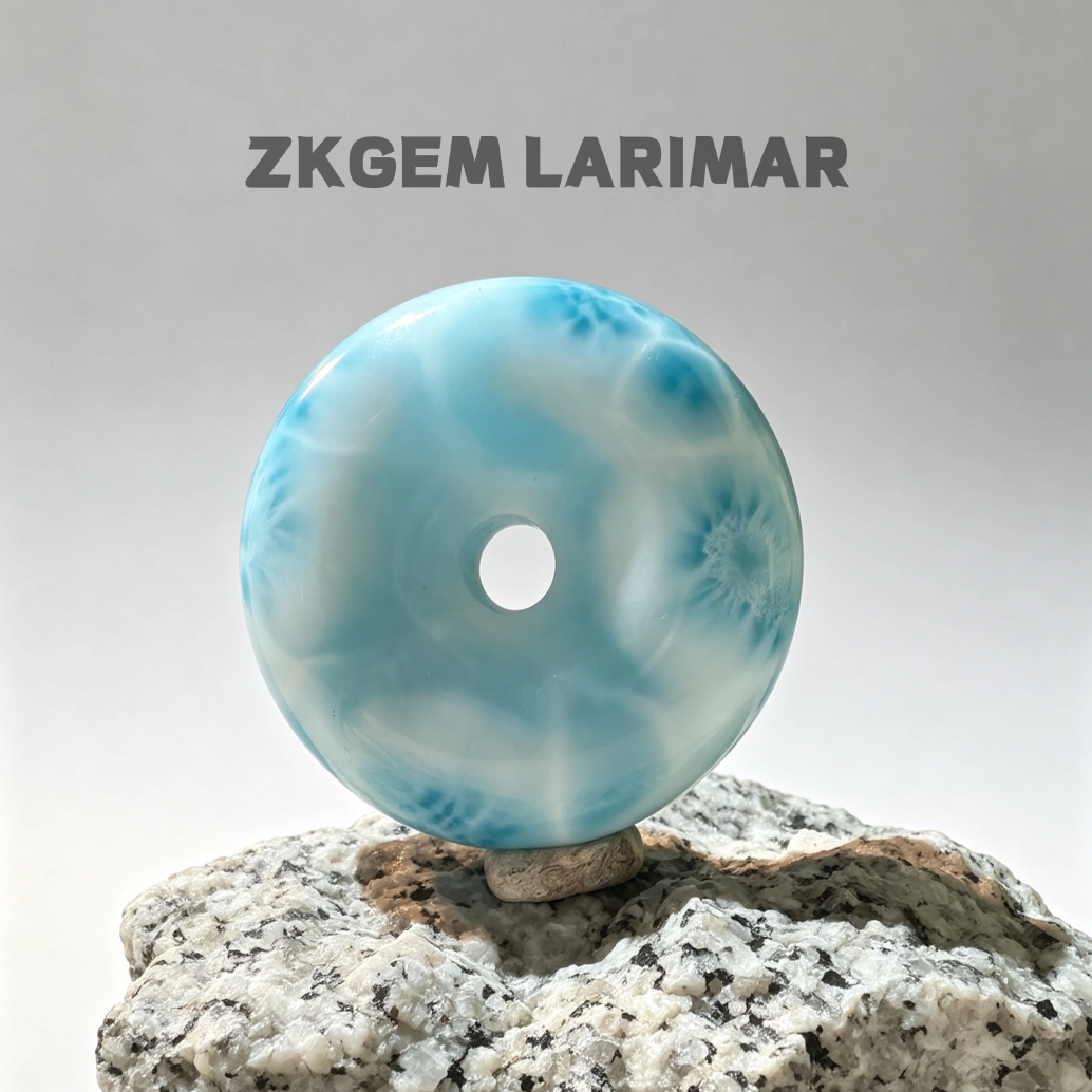 Natural Larimar Donut Shaped Loose Stone from Dominican Republic High Quality Unmounted Stone