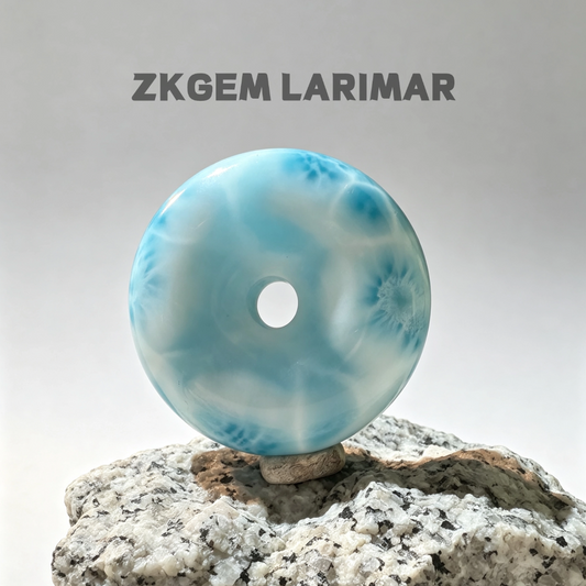 Natural Larimar Donut Shaped Loose Stone from Dominican Republic High Quality Unmounted Stone