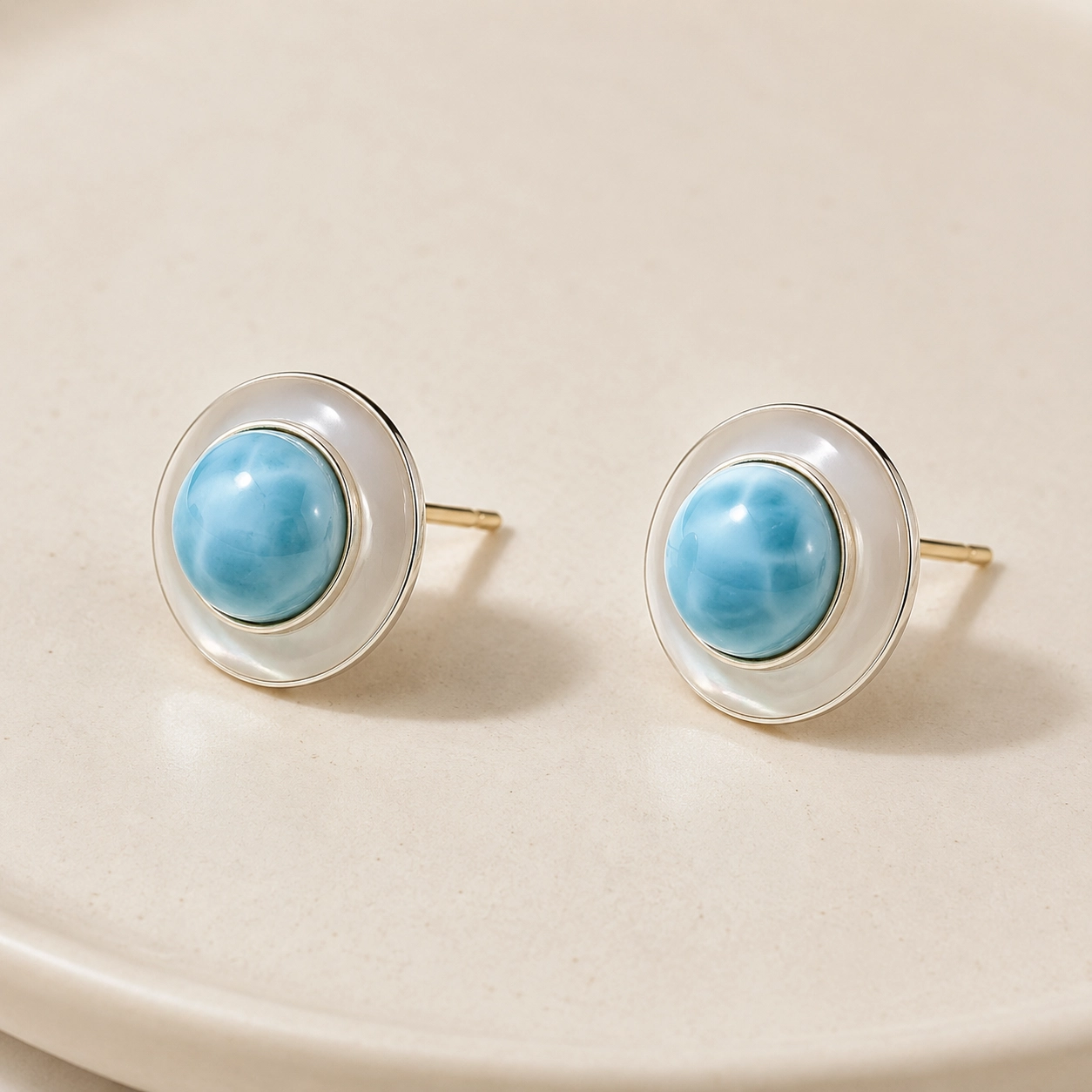 Dominican Natural Larimar S925 Silver Earrings, Highly Translucent