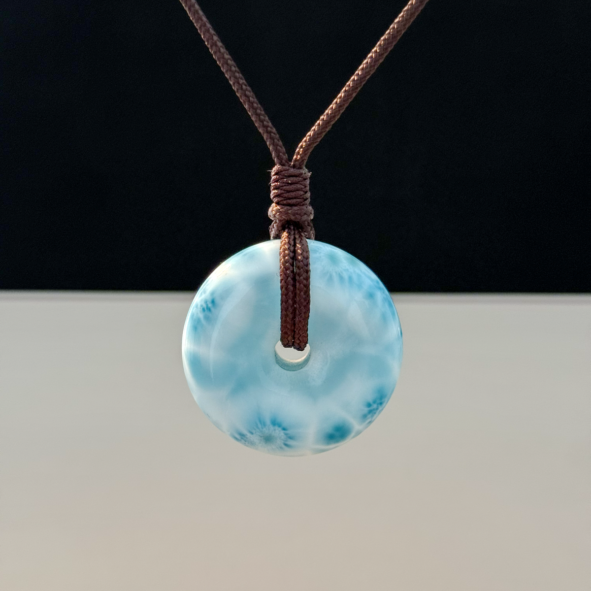 Natural Larimar Donut Shaped Loose Stone from Dominican Republic High Quality Unmounted Stone