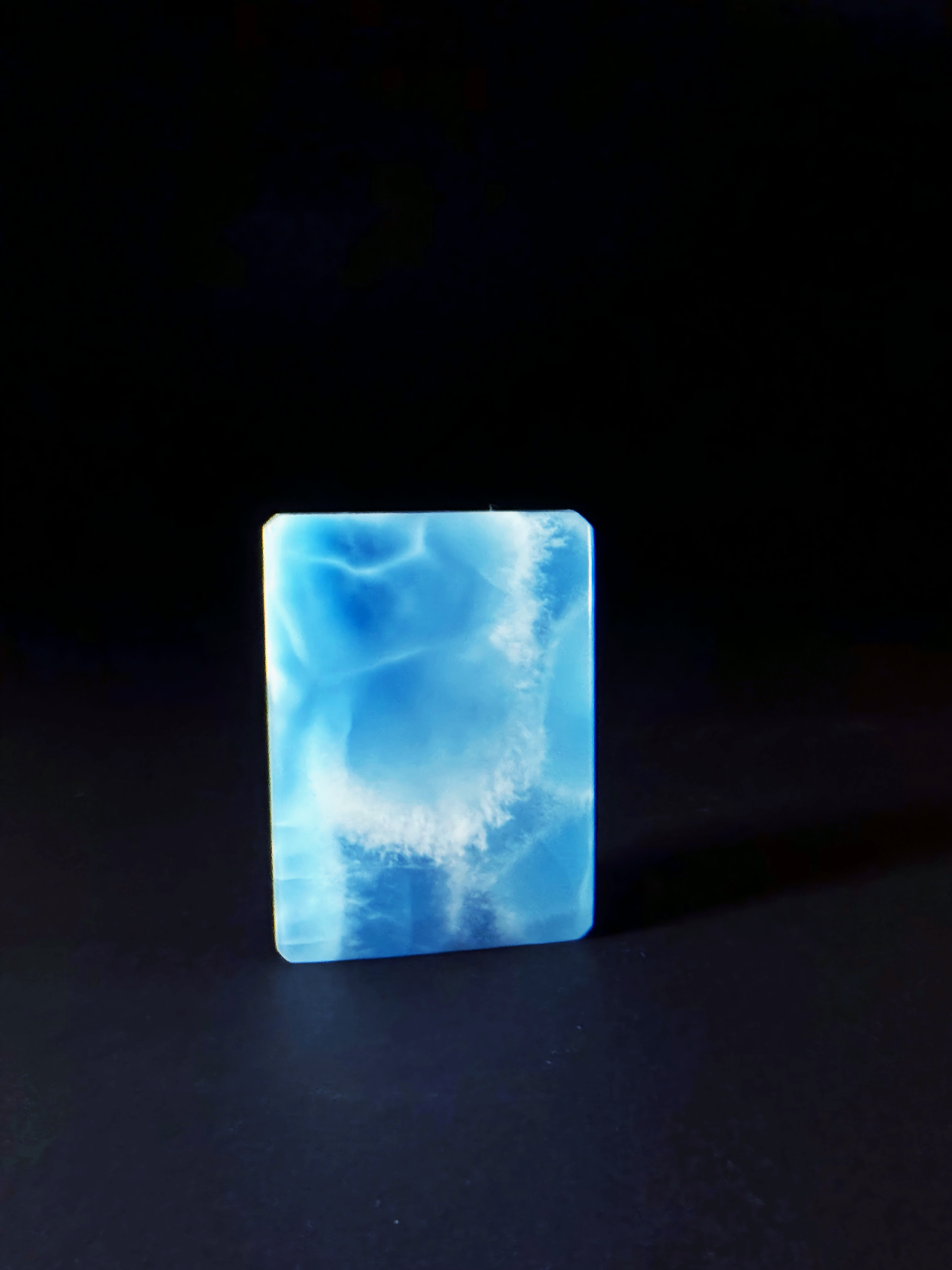 High-Quality Larimar Square Plate Untreated Stone Necklace Material Wushi Brand DIY Raw Stone for Accessories