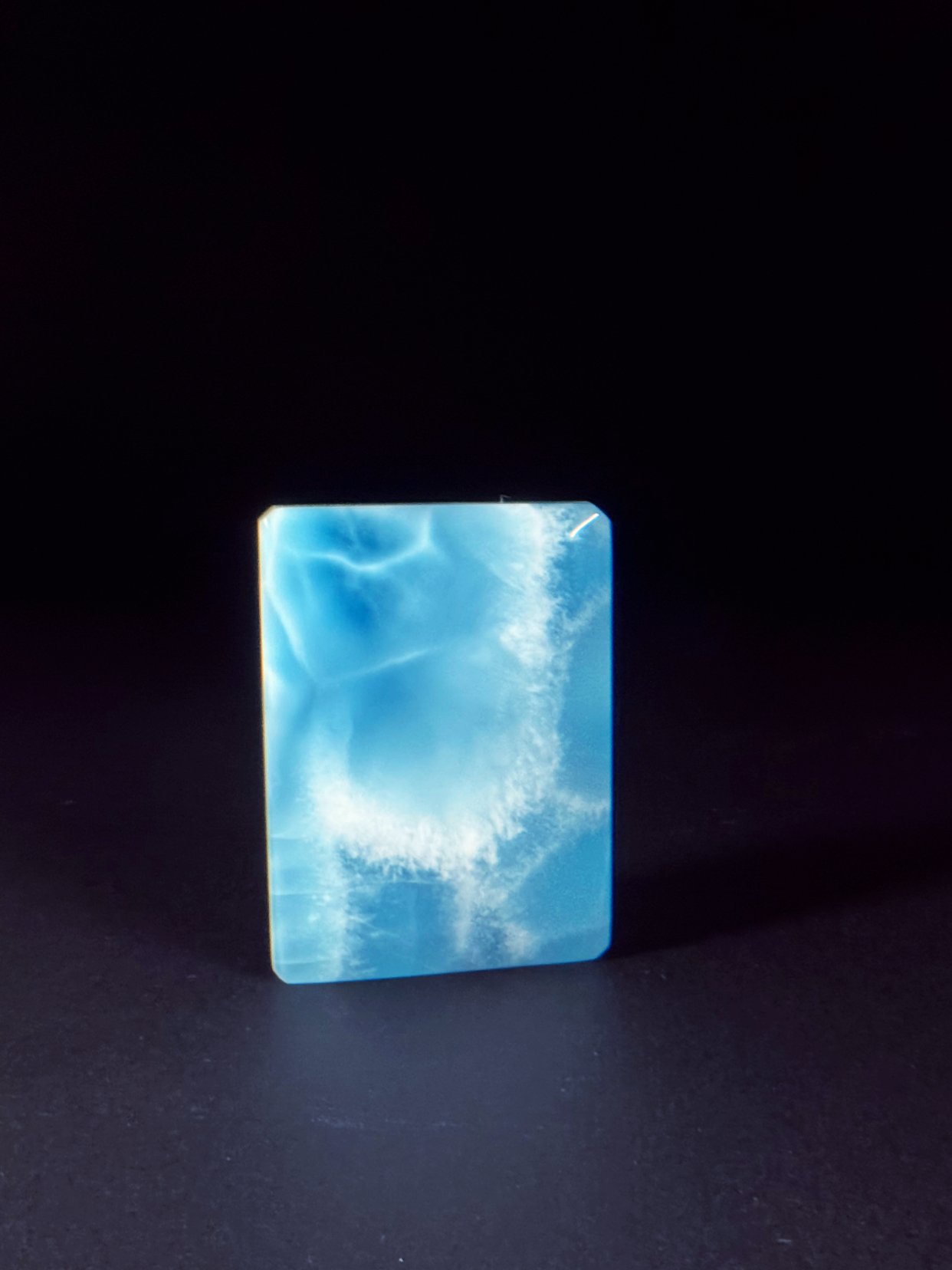 High-Quality Larimar Square Plate Untreated Stone Necklace Material Wushi Brand DIY Raw Stone for Accessories