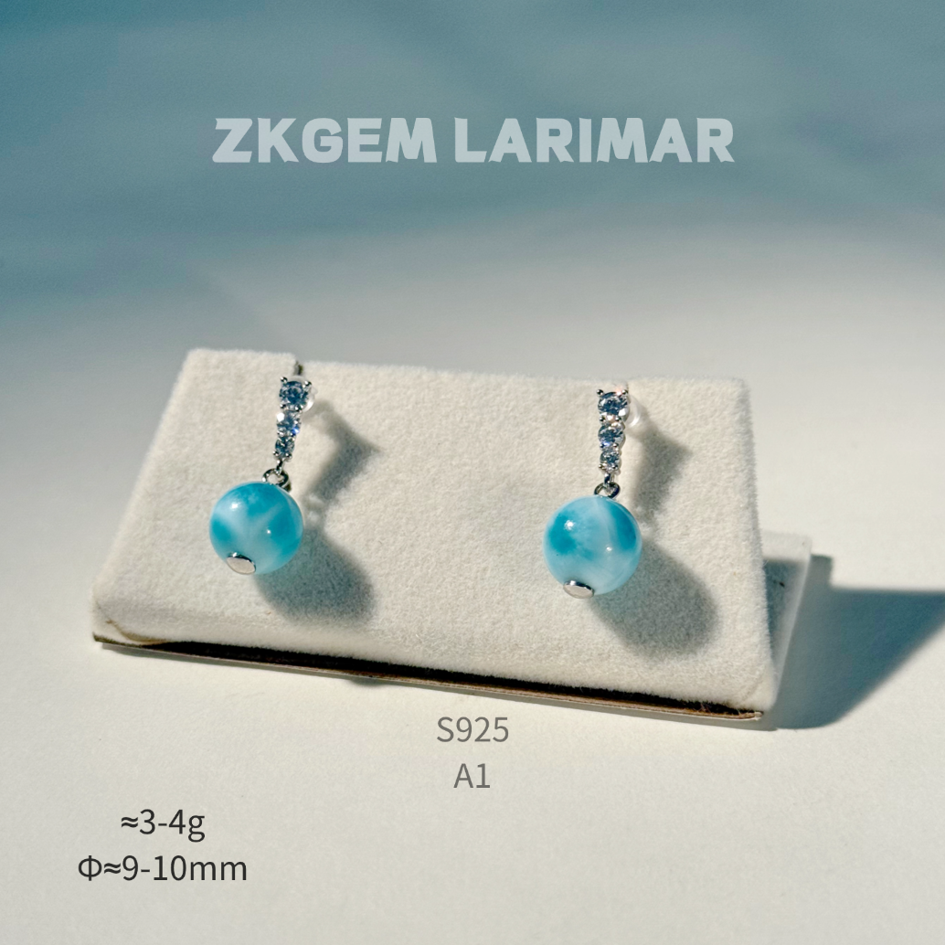 Natural Larimar Earrings S925 Silver 18K Gold Plated Hypoallergenic