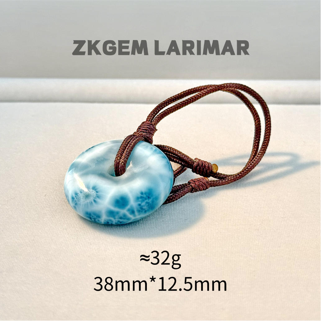 Natural Larimar Donut Shaped Loose Stone from Dominican Republic High Quality Unmounted Stone