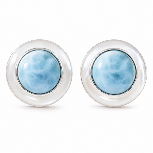 Dominican Natural Larimar S925 Silver Earrings, Highly Translucent